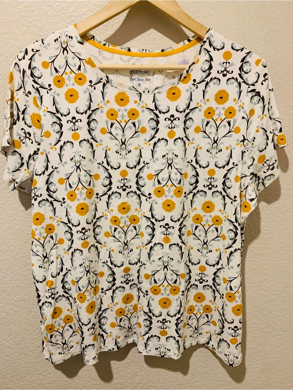 Croft & Barrow White Tee with Yellow Floral Motif